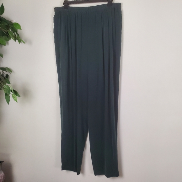 Eileen Fisher 100% Silk Georgette Crepe Straight Pant Women's Size Large Fir - Picture 5 of 12